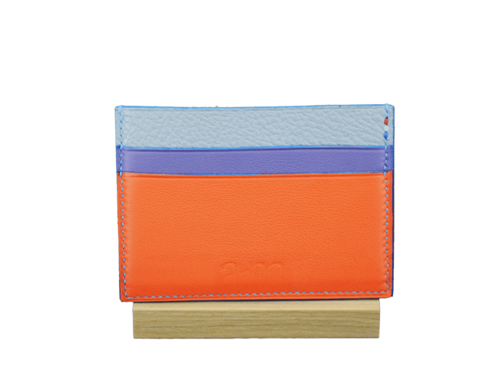 porte cartes suzette urbain - cuir gris/orange/lavande