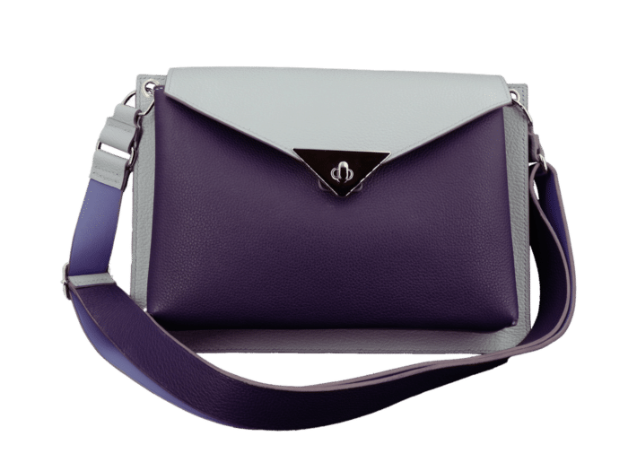 sac beatrice mystique purple - cuir violet/gris/lavande - maroquinerie artisanale haute-savoie